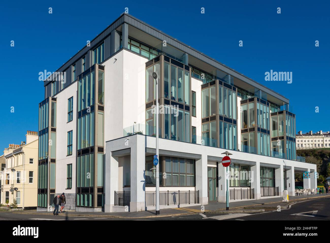 Smart modern apartment block on the Grand Parade by Plymouth `hoe